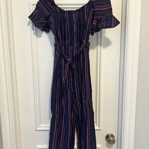 Striped Navy and Pink Jumpsuit